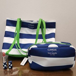 Clinique Kate Spade Tote, Makeup Bag, Lipstick Set